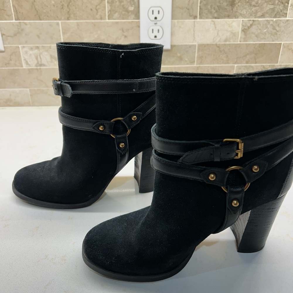 UGG Australia Dandridge Black Suede High Heel Ankle Boots